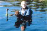 Luckily one of our team (John) has diving gear to rescue this hedgehog from the fountain of a ornamental garden pond.